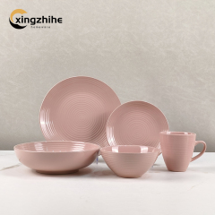 18/16/12 Pcs Luxury Colorful Embossed Texture European Design Stoneware Tableware Set Dishwasher Safe Eco-Friendly BPA Free Oven