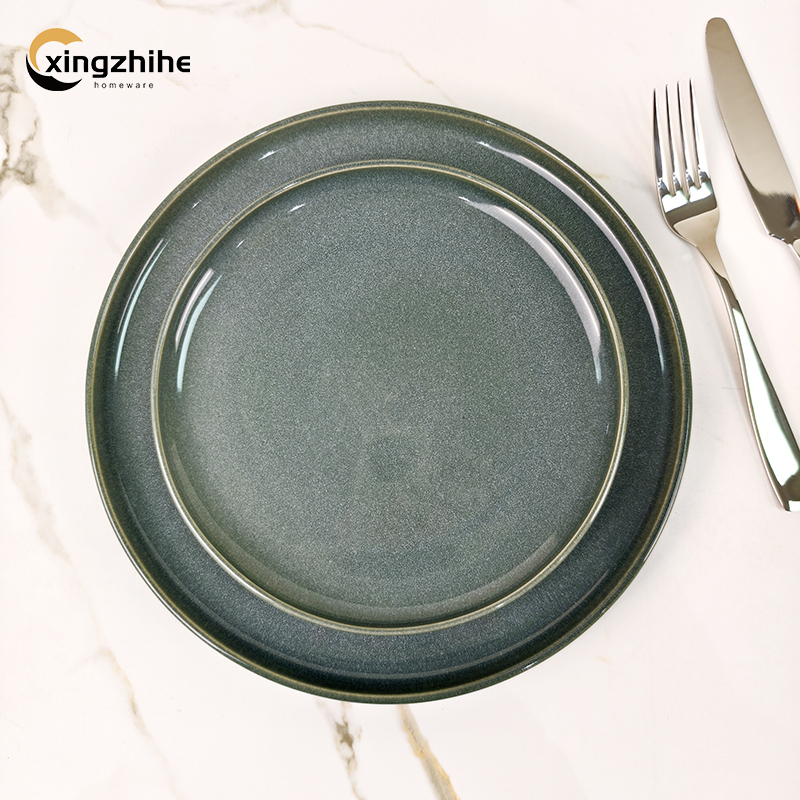 18/16/12/Piece Wholesale Price Custom Nordic Gray Reactive Glaze Stoneware Dinnerware Set Eco-Friendly Dishwasher Safe Hotels