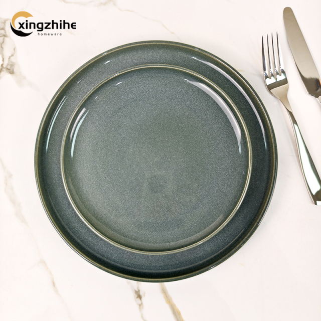 18/16/12/Piece Wholesale Price Custom Nordic Gray Reactive Glaze Stoneware Dinnerware Set Eco-Friendly Dishwasher Safe Hotels