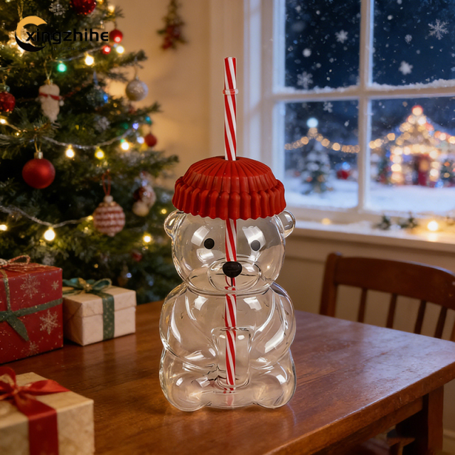 IG Internet Celebrity Restaurant Bear Cup Hand Blown Transparent Glass Coffee Juice Water Tea Cup Cute Cartoon Design