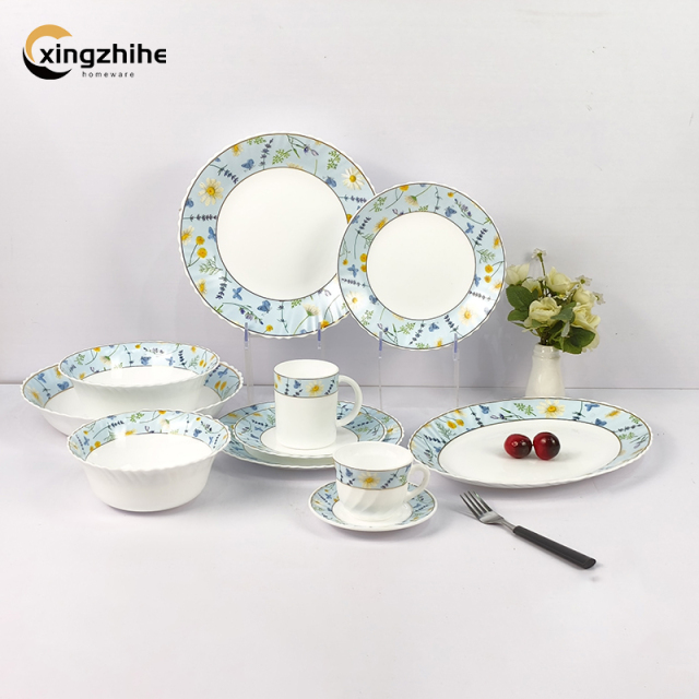 18/16/12 Pcs Stoneware Tableware Set with Digital Printing Dishwasher Safe & Eco-Friendly Microwave & Oven Safe
