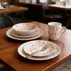 18/16/12-Piece Speckled Vintage Stoneware Dinnerware Sets-Dishwasher Safe Eco-Friendly BPA Free Durable Oven/Microwave Safe Heat