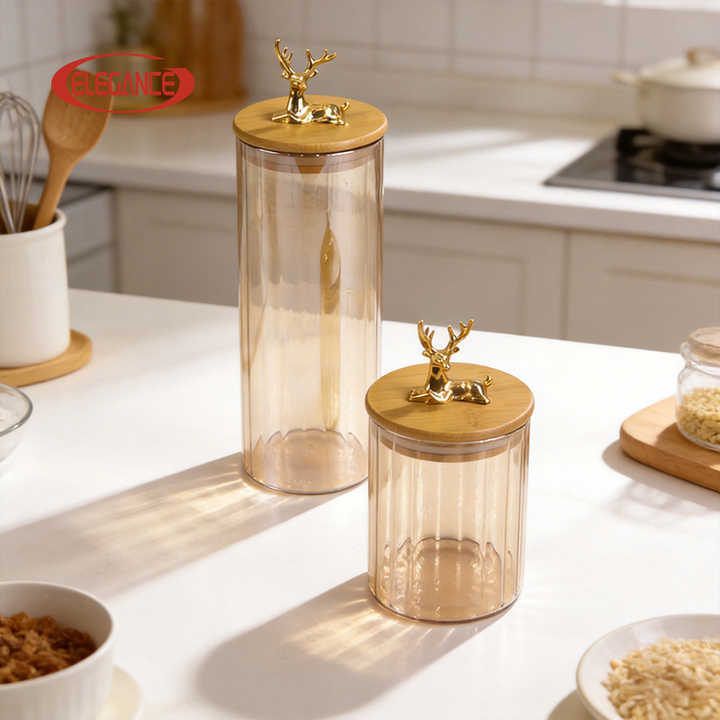 New Arrival Glass Elegant Deer-Top Glass Airtight Canisters for Kitchen Food Storage & Home Decoration