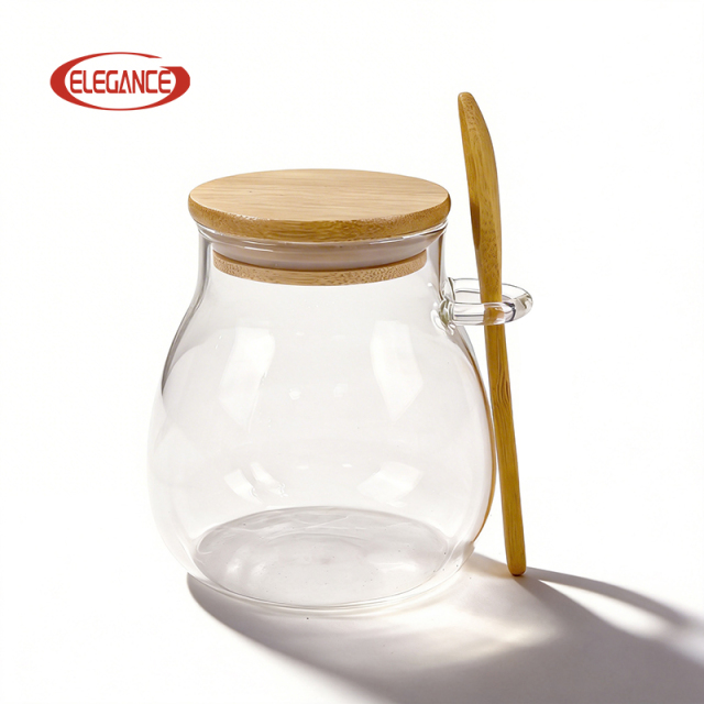 New Arrival Glass & Bamboo Airtight Storage Jars with Handles, for Kitchen Pantry Organization