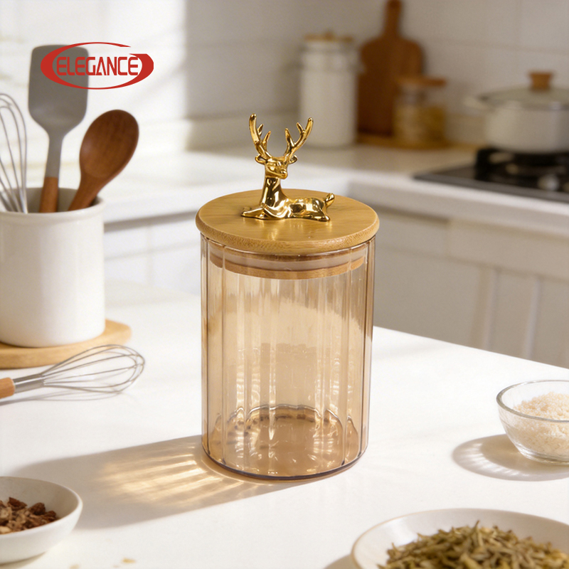 New Arrival Glass Elegant Deer-Top Glass Airtight Canisters for Kitchen Food Storage & Home Decoration