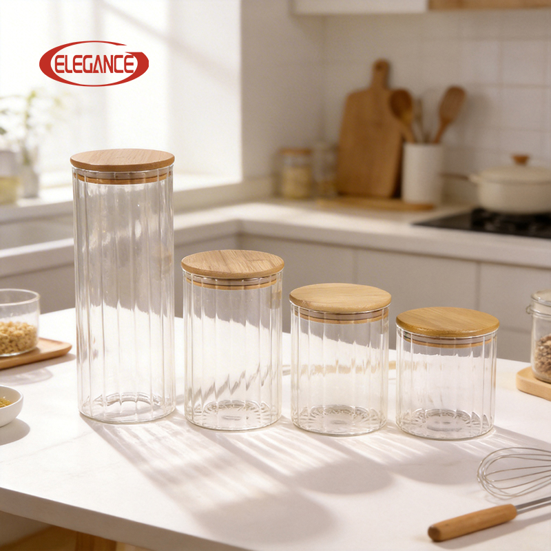 New Arrival Airtight Glass Storage Jars with Bamboo Lids, Ideal for Kitchen Food Preservation