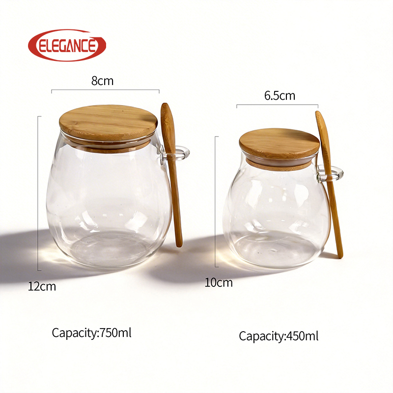 New Arrival Glass & Bamboo Airtight Storage Jars with Handles, for Kitchen Pantry Organization
