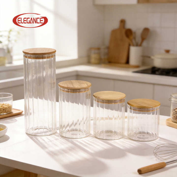 New Arrival Airtight Glass Storage Jars with Bamboo Lids, Ideal for Kitchen Food Preservation