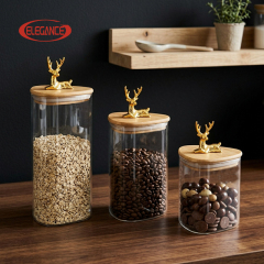 New Arrival Victorian Glass Airtight Storage Jars Handles Oven Mittsing Heat Insulation Dishwasher   for Kitchen