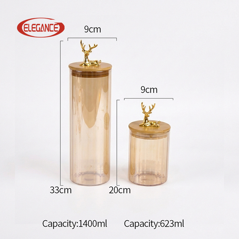 New Arrival Glass Elegant Deer-Top Glass Airtight Canisters for Kitchen Food Storage & Home Decoration