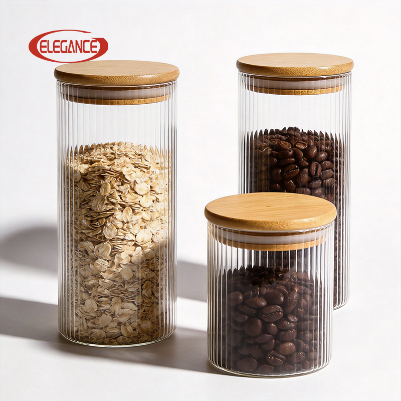 New Arrival Victorian Glass Airtight Storage Jars Handles Oven Mittsing Heat Insulation Dishwasher for Kitchen
