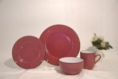 Red Ribbed Embossed Ceramic Dinnerware Set, Xingzhihe,Red Ribbed Embossed Ceramic Dinnerware Set | XINGZHIHE Ceramic Tableware