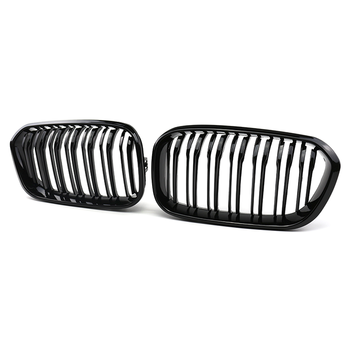 Vehicle Gloss Black Dual Slat Replacement Front Bumper Mesh Grille Car Front Grille for BMW Series 1 F20 2015-2018