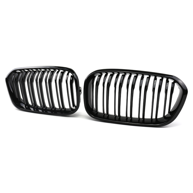 Vehicle Gloss Black Dual Slat Replacement Front Bumper Mesh Grille Car Front Grille for BMW Series 1 F20 2015-2018