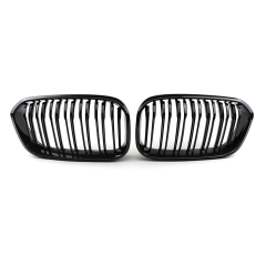 Auto Plastic Ornaments Carbon Look Dual Slat Front Bumper Mesh Grille Car Front Grille Fit for BMW Series 1 F20 2015-2018