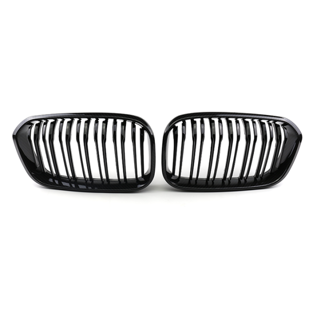 Auto Plastic Ornaments Carbon Look Dual Slat Front Bumper Mesh Grille Car Front Grille Fit for BMW Series 1 F20 2015-2018