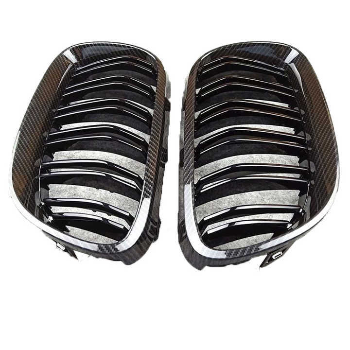Carbon Look Dual Slat Front Bumper Mesh Radiator Guards Shutter Grille Car Front Grille Fit for BMW Series 3 E92 2006-2009