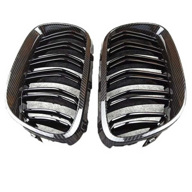 Carbon Look Dual Slat Front Bumper Mesh Radiator Guards Shutter Grille Car Front Grille Fit for BMW Series 3 E92 2006-2009