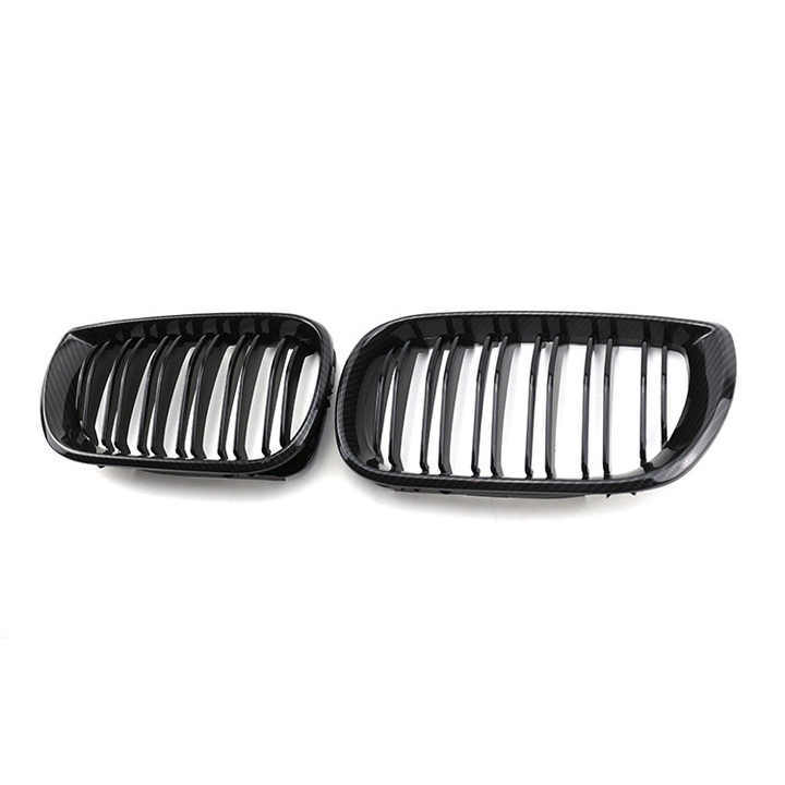 Auto Parts Kit Carbon Look Dual Slat Repair Front Bumper Mesh Grille Car Front Grille Fit for BMW Series 3 E46 2002-2004