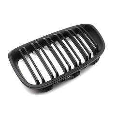 Matte Black Dual Slat DIY Ornament Front Bumper Guard Mesh Radiator Grille Car Front Grille Fit for BMW F20 2012-2014