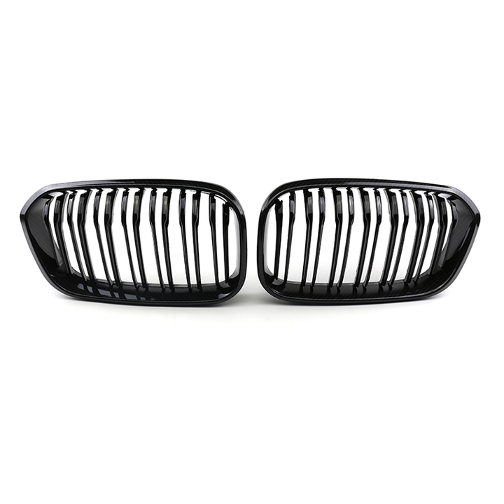 Carbon Look Dual Slat Front Bumper Mesh Radiator Cover Grille Store Car Front Grille Fit for BMW Series 1 F20 2015-2018