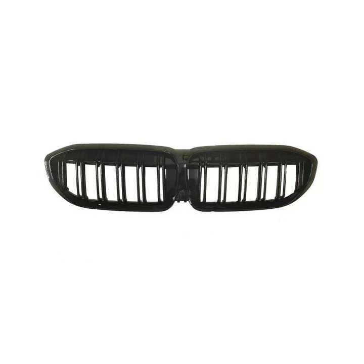 Hot Sale Gloss Black Dual Slat DIY Upper Front Bumper Mesh Grille Car Front Grille Fit for BMW Series 3 G20 2018
