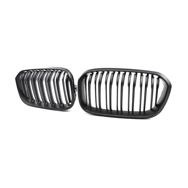 Auto Body Kits Matte Black Dual Slat Front Bumper Mesh Guard Grille Car Front Grille Fit for BMW Series 1 F20 2015-2018