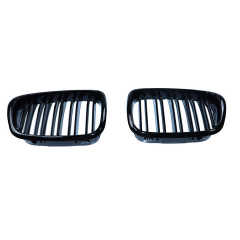 Auto Parts Gloss Black Dual Slat Front Bumper Mesh Guard Cover Grille Car Front Grille Fit for BMW Series 5 E39 2002-2004
