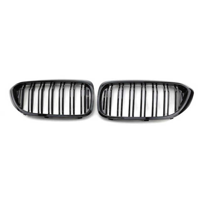 Auto Accessories Gloss Black Dual Slat Front Bumper Mesh Outer Protectors Grille Car Front Grille Fit for BMW G30 2017-2020