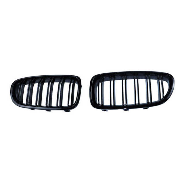 Car Parts Gloss Black Dual Slat Modified Repair Front Bumper Mesh Grille Car Grille Fit for BMW Series 5 F10 2010-2017