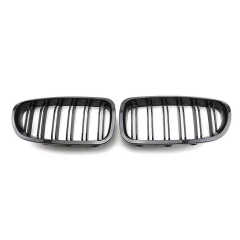 Carbon Look Dual Slat Repair Insert Installation Front Bumper Mesh Grille Car Front Grille Fit for BMW F10 2010-2017