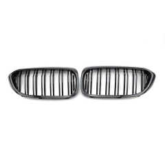 Auto Automotive Carbon Look Dual Slat Paint Front Bumper Mesh Shutter Grille Car Grille Fit for BMW Series 5 G30 2017-2020
