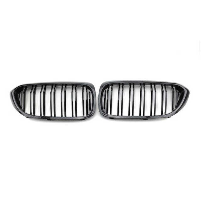 Auto Automotive Carbon Look Dual Slat Paint Front Bumper Mesh Shutter Grille Car Grille Fit for BMW Series 5 G30 2017-2020