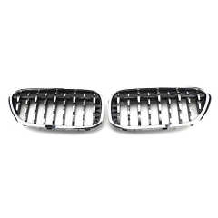 Car Grill Mesh Diamond All Black Silver Chrome Frame with Black Chrome Point Car Grille for BMW 5 Series G30/G38 2018-2020