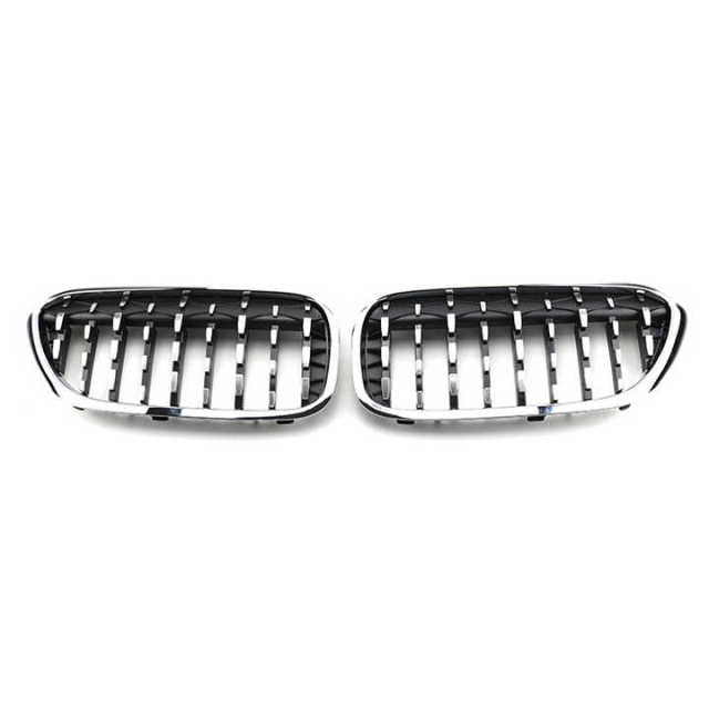 Car Grill Mesh Diamond All Black Silver Chrome Frame with Black Chrome Point Car Grille for BMW 5 Series G30/G38 2018-2020