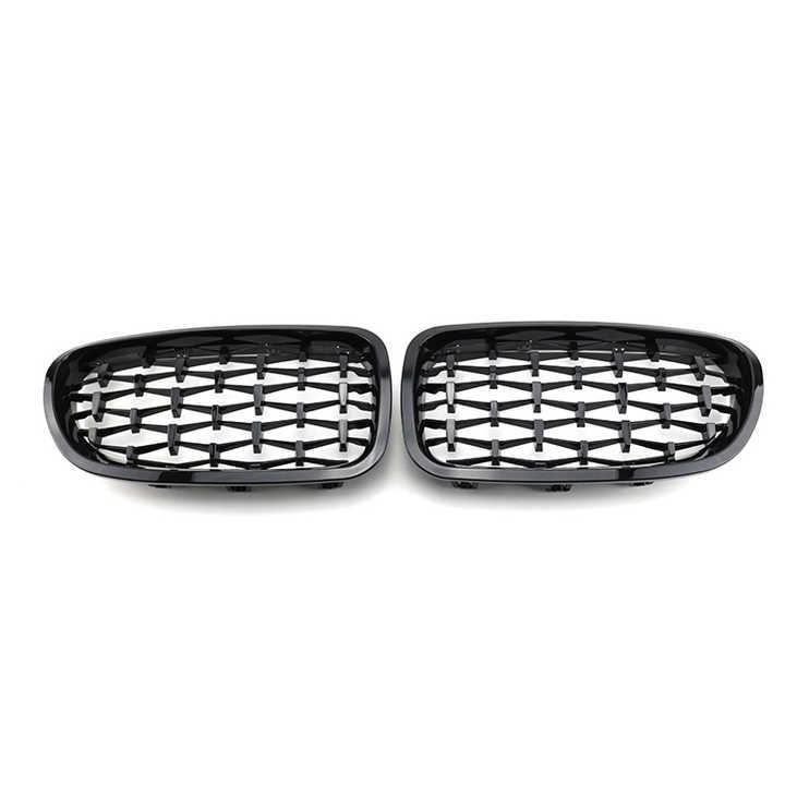 Gmax Automotive Parts Diamond Black Frame with Black Chrome Point Front Car Grille Grill for BMW 5 Series F10 F18 2010-2017