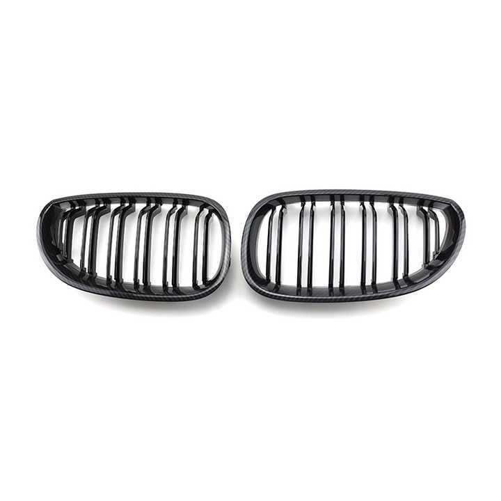 Auto Vehicle Modification Carbon Look Dual Slat Front Bumper Mesh Grille Car Front Grille Fit for BMW E60 2003-2010