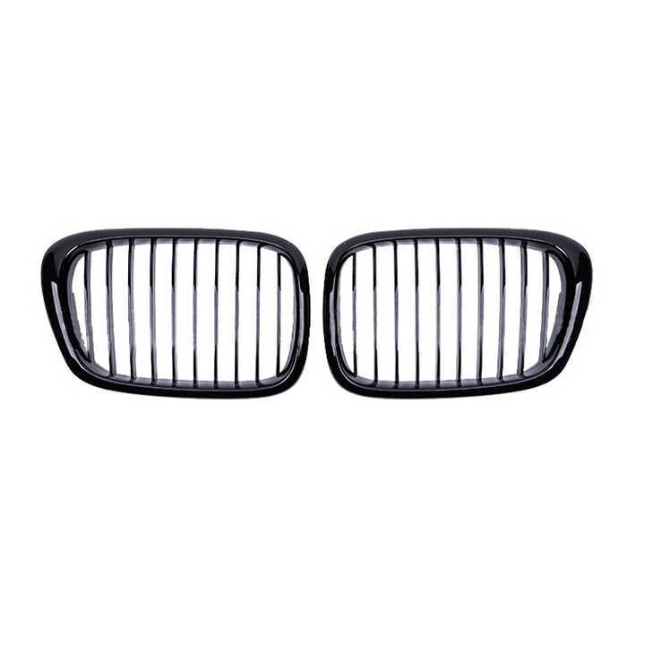 Car's Matte Black Single Slat Front Bumper Mesh Protector Radiator Grille Car Grille Fit for BMW Series 5 E39 2002-2004