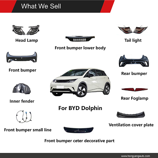Auto Parts Car Front Bumper Upper and Under for BYD Dolphin Overseas Edition OE:EM2EU-2803121/EM2EU-2803111/EM2EU-2803112,www.hongyangcorp.com,Auto Parts Car Front Bumper Upper and Under for BYD Dolphin Overseas Edition OE:EM2EU-2803121/EM2EU-2803111/EM2EU-2803112