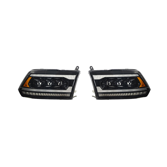 Auto Parts Car Headlights 3 LED Lens White Day Light Matte Black&Chrome Plated Decorative Frame for Dodge RAM 2009-2018,www.hongyangcorp.com,Auto Parts Car Headlights 3 LED Lens White Day Light Matte Black&Chrome Plated Decorative Frame for Dodge RAM 2009-2018