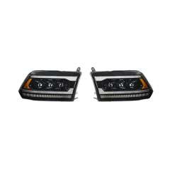 Auto Parts Car Headlights 3 LED Lens White Day Light Matte Black&Chrome Plated Decorative Frame for Dodge RAM 2009-2018,www.hongyangcorp.com,Auto Parts Car Headlights 3 LED Lens White Day Light Matte Black&Chrome Plated Decorative Frame for Dodge RAM 2009-2018