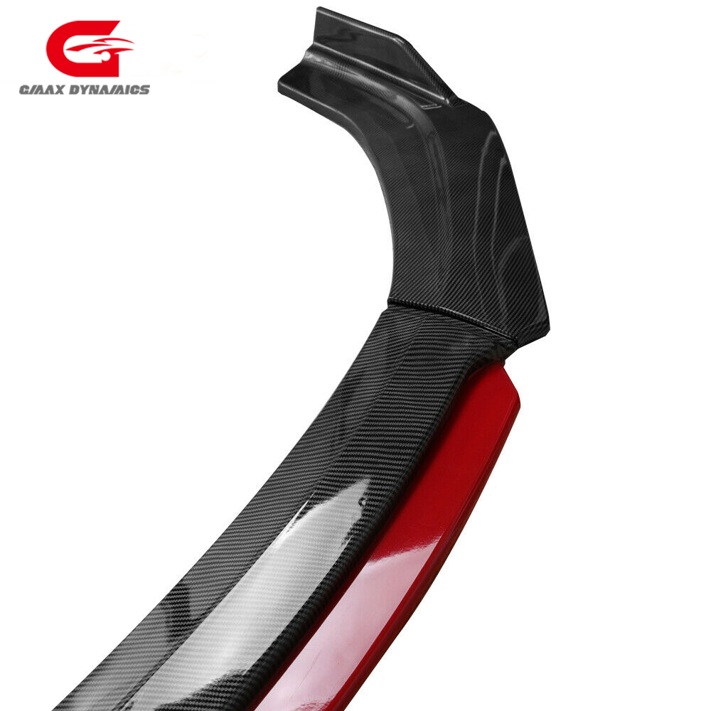 PP Body Kit Glossy Black 4pcs Front Bumper Spoiler Lip With Red Part for Universal Cars Body Kit for Cars