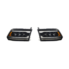 Auto Parts Car Headlights 3 LED Lens White Day Light Matte Black&Chrome Plated Decorative Frame for Dodge RAM 2009-2018,www.hongyangcorp.com,Auto Parts Car Headlights 3 LED Lens White Day Light Matte Black&Chrome Plated Decorative Frame for Dodge RAM 2009-2018