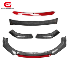 PP Body Kit Glossy Black 4pcs Front Bumper Spoiler Lip With Red Part for Universal Cars Body Kit for Cars