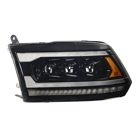 Auto Parts Car Headlights 3 LED Lens White Day Light Matte Black&Chrome Plated Decorative Frame for Dodge RAM 2009-2018,www.hongyangcorp.com,Auto Parts Car Headlights 3 LED Lens White Day Light Matte Black&Chrome Plated Decorative Frame for Dodge RAM 2009-2018