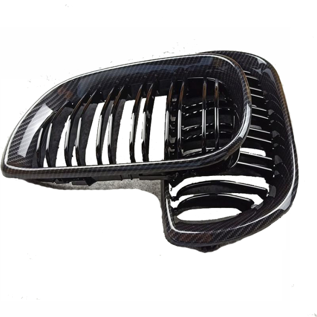 Car Parts Decoration Carbon Look Double Slat Front Bumper Radiator Grille Car Front Grille Fit for BMW E46 Four Doors 2002-2004