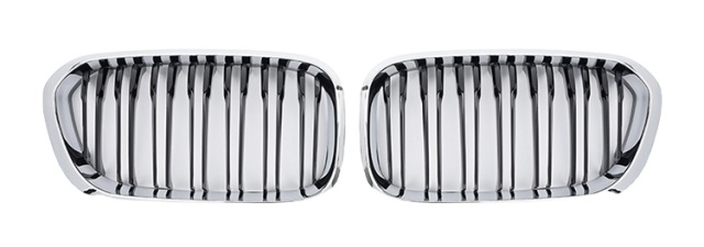 Automobile's Chromed Dual Slat Front Bumper Mesh Radiator Protector Grille Car Front Grille Fit for BMW E60 2003-2010