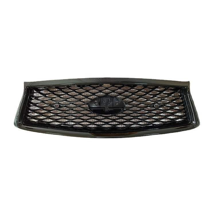 Auto Body Systems With Camera Hole Gray Inside Chromed Frame Black Carbon Look Car Front Grille for INFINITI Q50 2014-2021