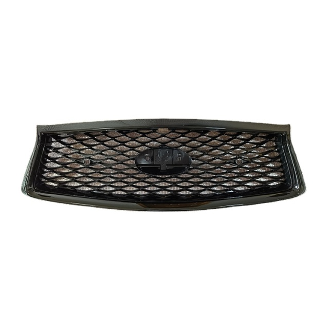 Auto Body Systems With Camera Hole Gray Inside Chromed Frame Black Carbon Look Car Front Grille for INFINITI Q50 2014-2021
