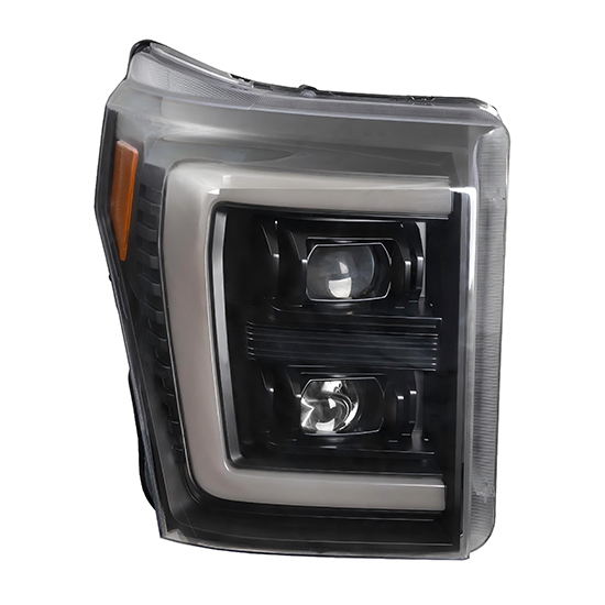 Auto Parts 2 LED Lens White Day Light Lens Smoked&clear Shade Matte Black&chrome Plated Decorative Frame for Ford F250 2009-2014